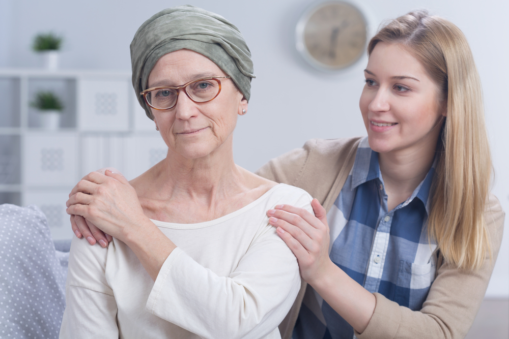 cancer pain relief woman with loved one